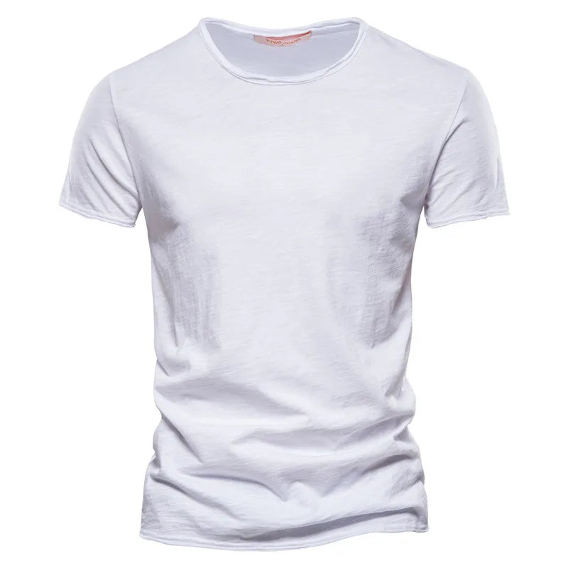 T-Shirt Homme 100% Coton | Col Rond | Manches Courtes | Uni Casual | Doux & Confortable | Été