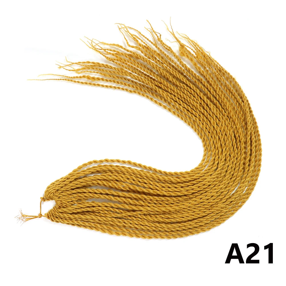 Tresses Senegalese Twist Crochet Synthétiques 24 Pouces | Brun | 30 Racines | Extensions Femme