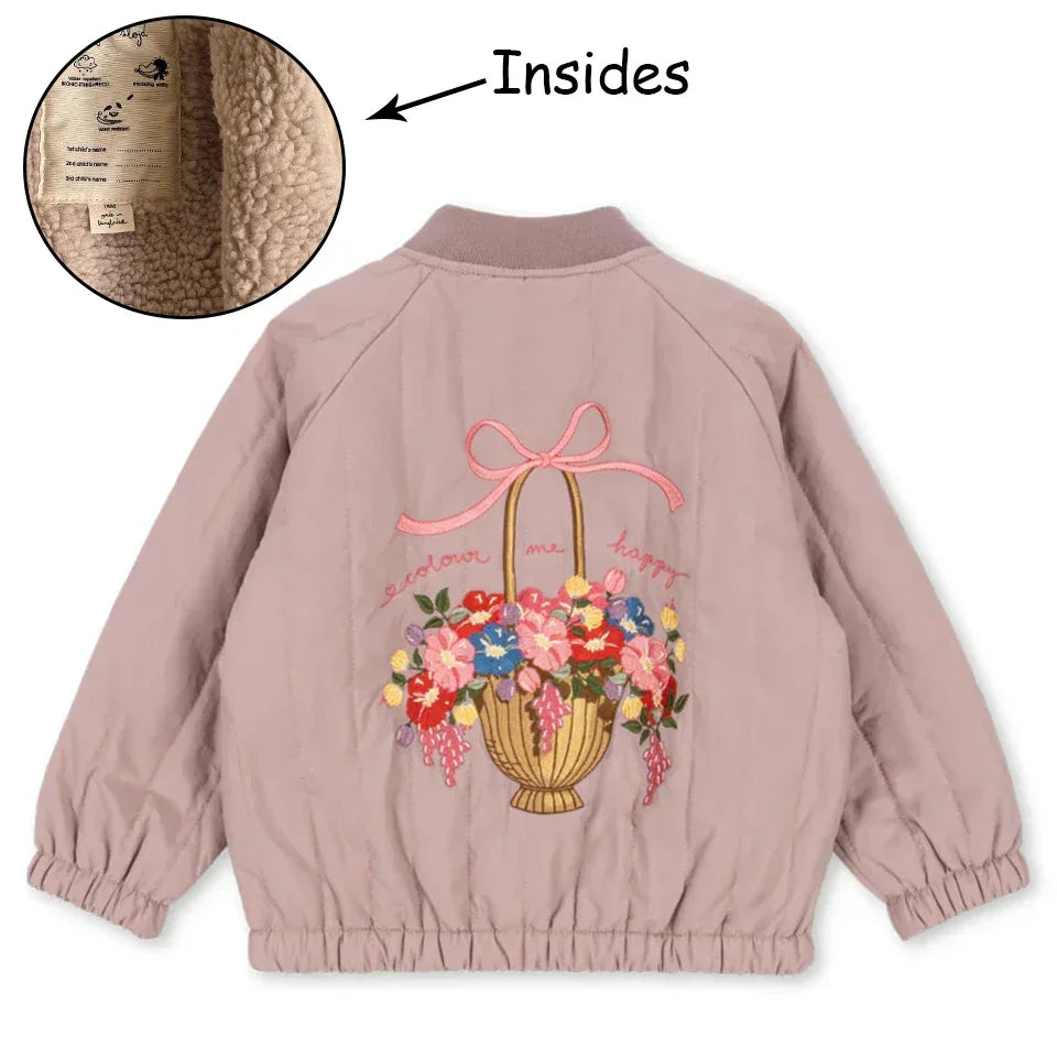 Manteau Polaire Paillettes Fille | Laine d'Agneau | Broderie Garçon | Vêtement Enfant Hiver