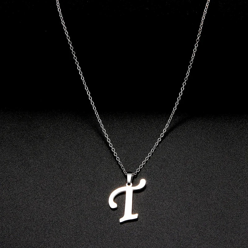 Collier Initiale Grand Alphabet A-Z | Acier 316L Minimaliste | Pendentif Femme | Cadeau Bijou