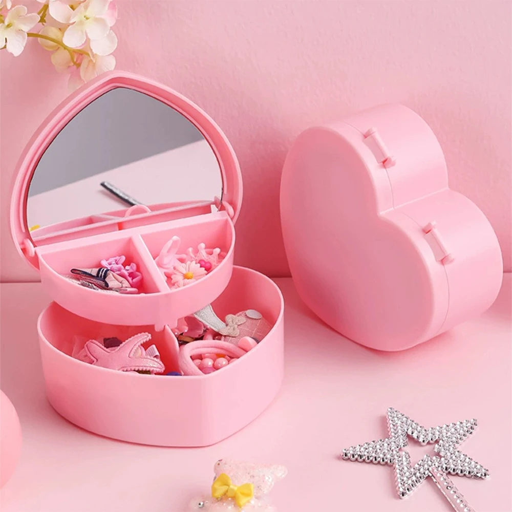 Boîte Rangement Accessoires Cheveux avec Miroir | Pinces Barrettes Élastiques Fille | Étui Voyage Portable