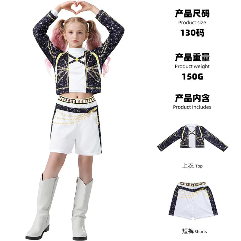 Girls' Clothing Sets Children's Cartoon Cosplay Suits Kids K-Pop Stage Performance 2Pcs Girls' Movie Role-playing Costume Outfits