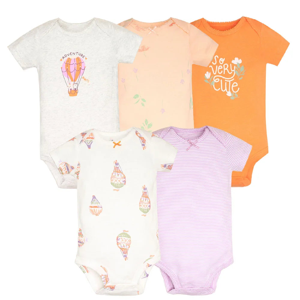 5PCS/Set Fashion Baby Clothes Set Cotton Soft Short Sleeve Summer Girls Bodysuit Newborn Toddler Body Bebe Jumpsuit Clothing