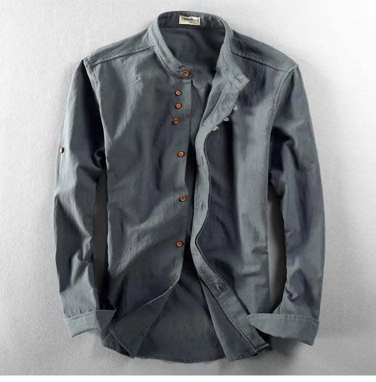 Chemise ample en coton et lin pour homme | Manches longues | M à 7XL