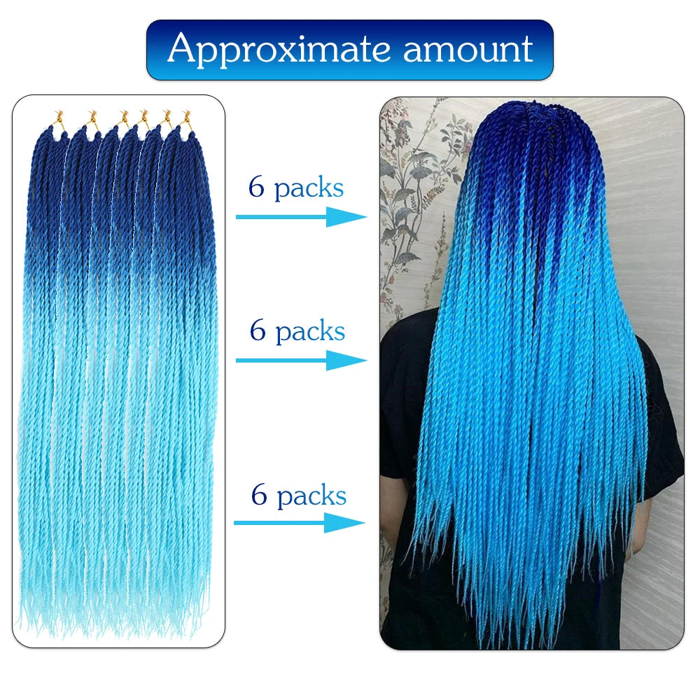 Tresses Senegalese Twist Crochet Synthétiques 24 Pouces | Brun | 30 Racines | Extensions Femme