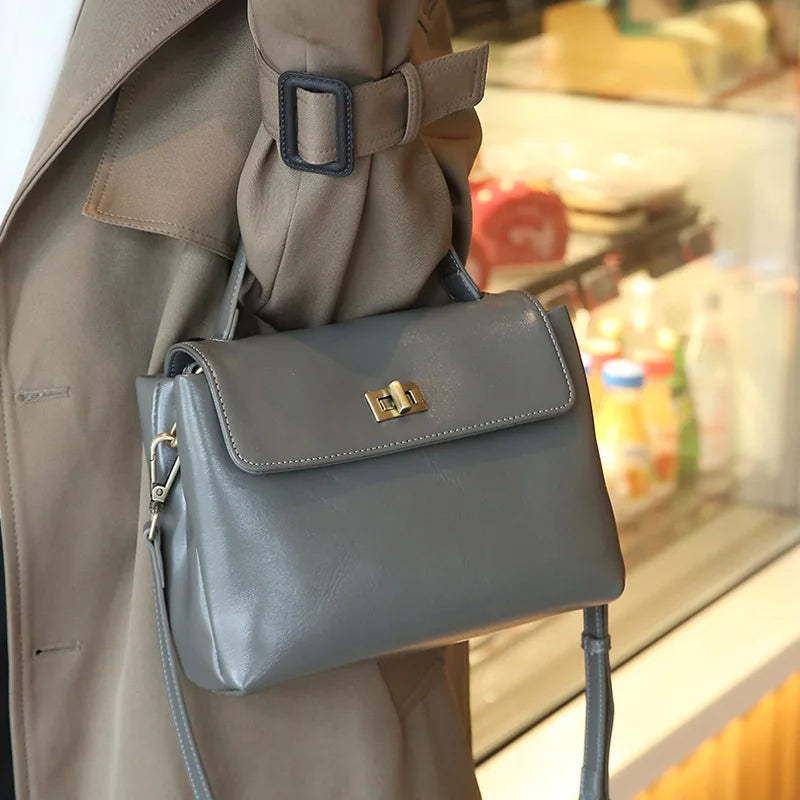 Sac à Main Cuir Véritable Femme | Top Handle Vintage | Cire Huile | Bandoulière Croisée | Designer Luxe