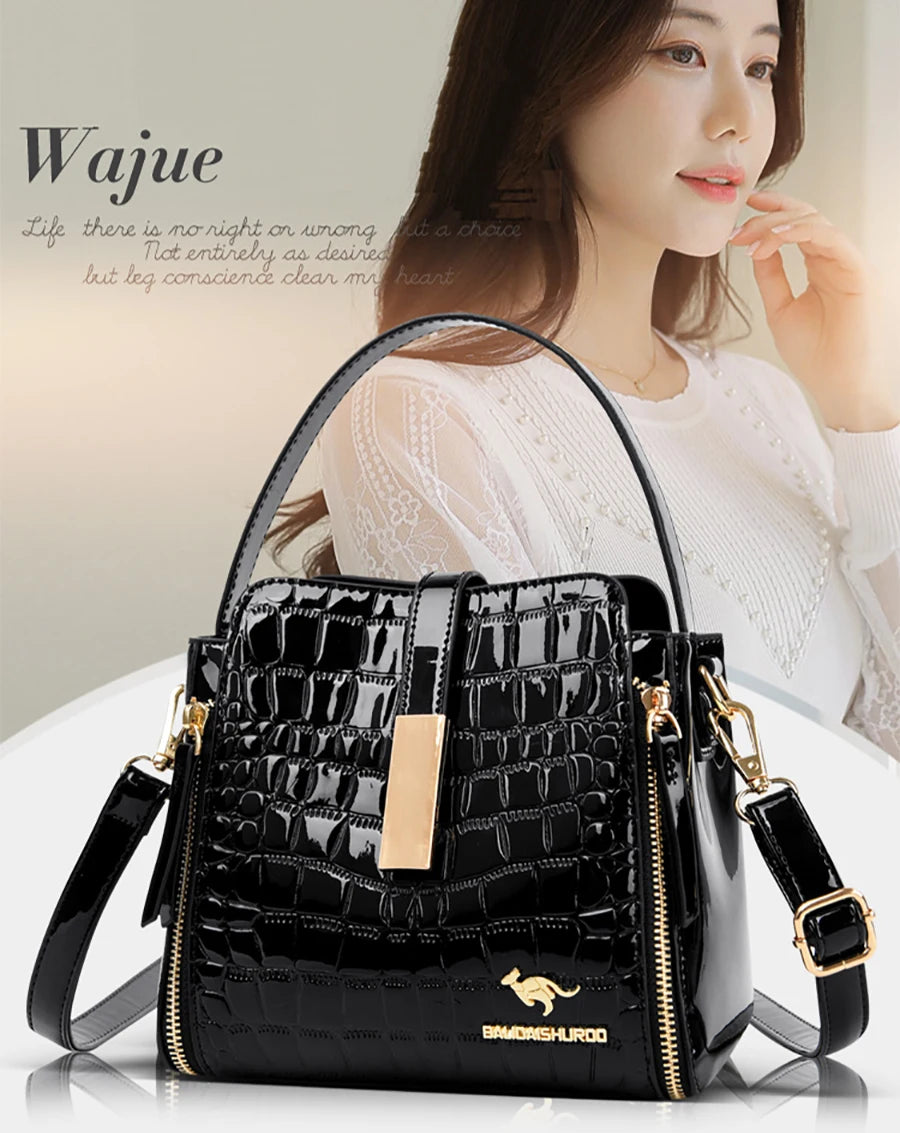 Sac à Main Femme Retro | Motif Crocodile Designer | Sacoche & Bandoulière | Cuir | Clutch Élégant