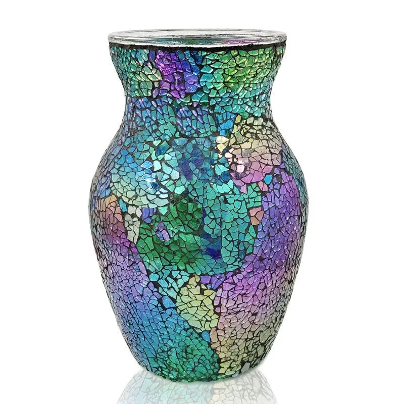 Vase Bohème Mosaïque Verre | Style Européen | Décoration Salon, Chambre & Entrée