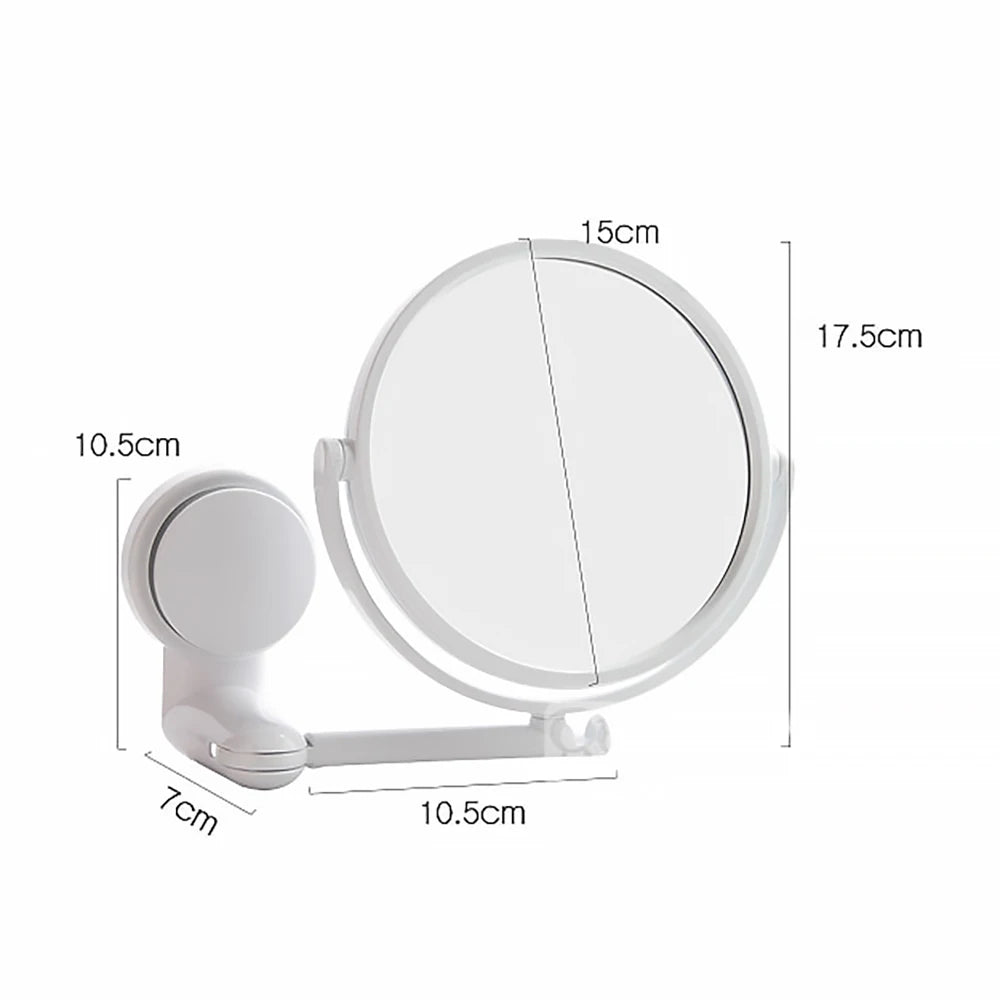 Wall Mirror Folding Arm Extendable Bathroom Mirror, No-Drill Swivel Bathroom Mirror, Suction Arm Double-Sided Cosmetic Makeup Mirror