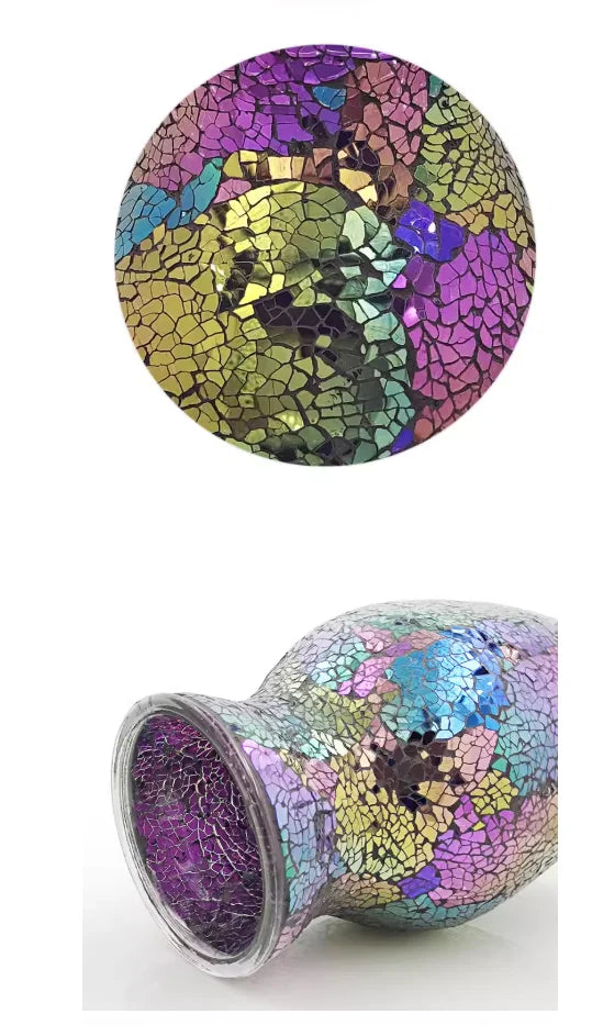 Vase Bohème Mosaïque Verre | Style Européen | Décoration Salon, Chambre & Entrée