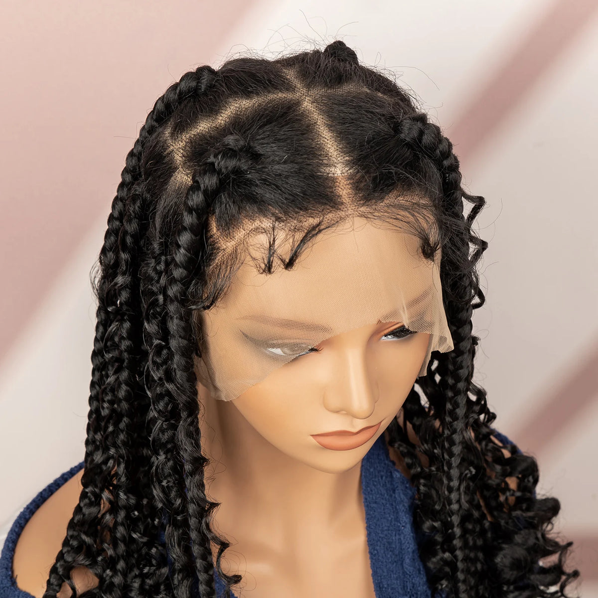 Perruque Full Lace Tresses Box Braids Boho Knotless | 16 Pouces | Bob Court | Synthétique Crochet | Femme