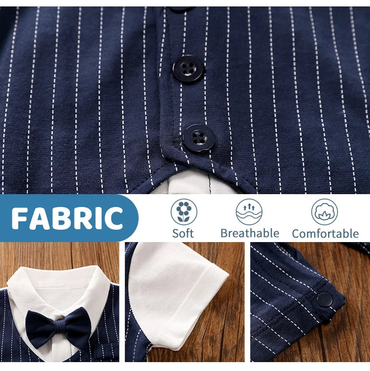 0-18 Baby Bodysuit Gentleman Style Handsome Formal Cotton Comfortable Soft Boys And Girls Summer Short-Sleeved Newborn Clothes