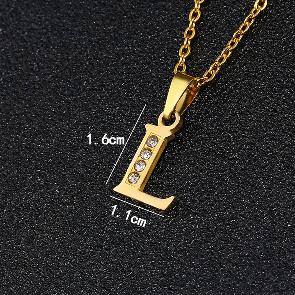 Initial A-Z Letter Name Pendant Necklace Gold Color Stainless Steel Small Alphabet Necklace For Women Jewelry Birthday Gift