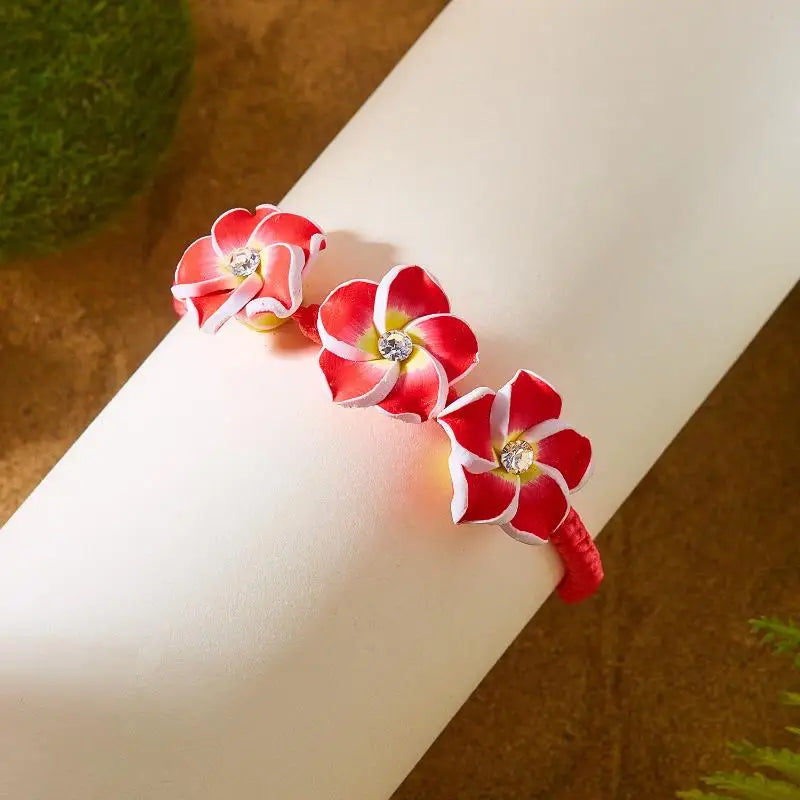 Trendy Handmade Boho Flower Bracelet for Women Bead Rope Adjustable Bangle Beach Holidays