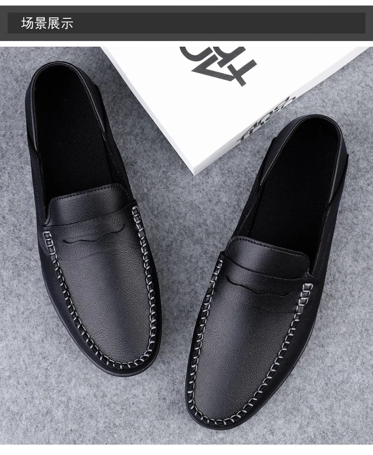 Mocassins Homme Mariage | Cuir Fendu Blanc | Chaussures Conduite Légères | Slip-On Casual Élégant 2026