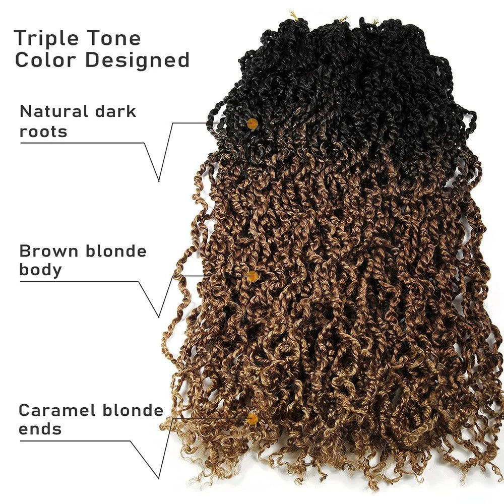 Tresses Crochet Senegalese Twist Bouclées Longues | Ombre Brun Blonde | Pré-Loop | Passion Twist | Synthétique