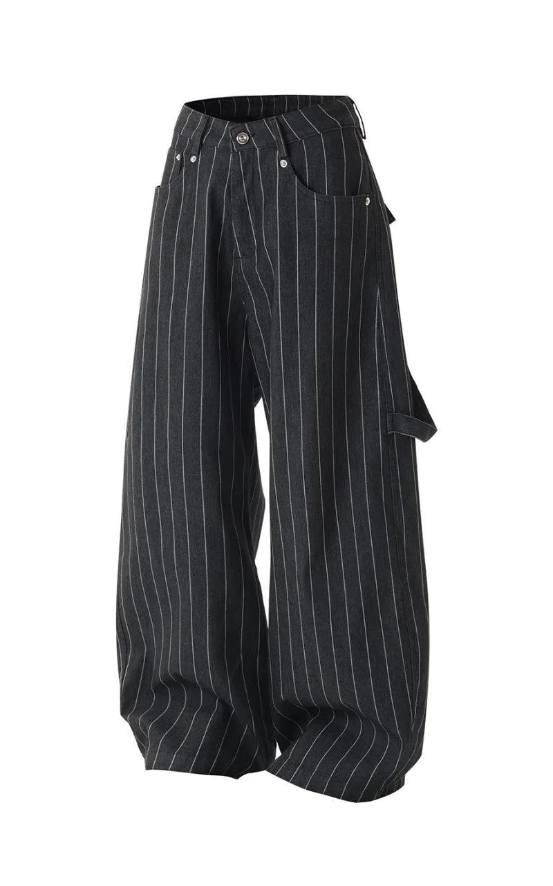 Baggy Jeans Men Women Japanese Streetwear Fashion Vintage Loose Casual Stripe Denim Cargo Machete Jeans Pants Unisex Trousers