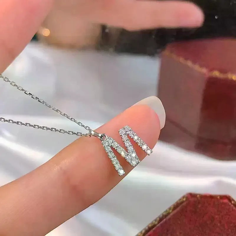 Fashionable Shiny A-Z Letter Pendant Charm Necklace 26 Initial Alphabet Name Clavicle Chain Party Jewelry Gift