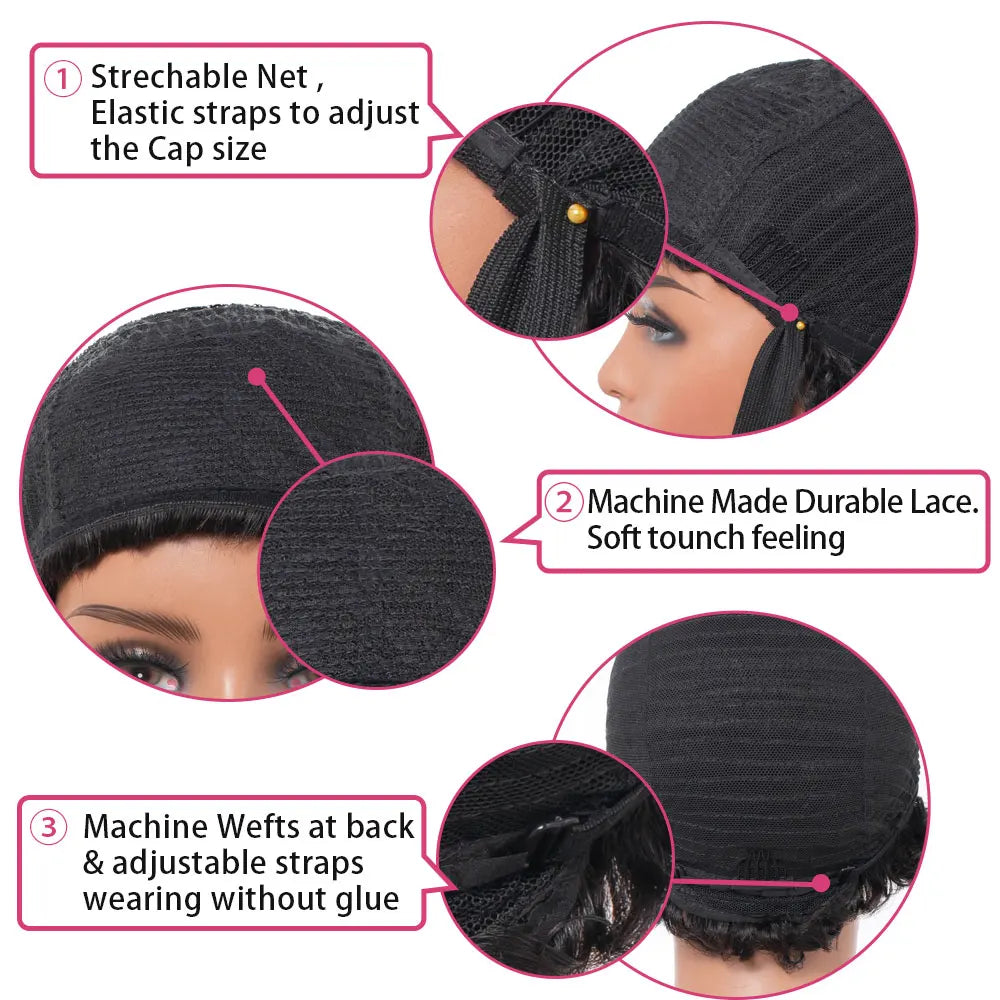 Perruque Lisse Avec Frange | 100% Cheveux Humains Brésiliens | Longue | Noire | Machine Made