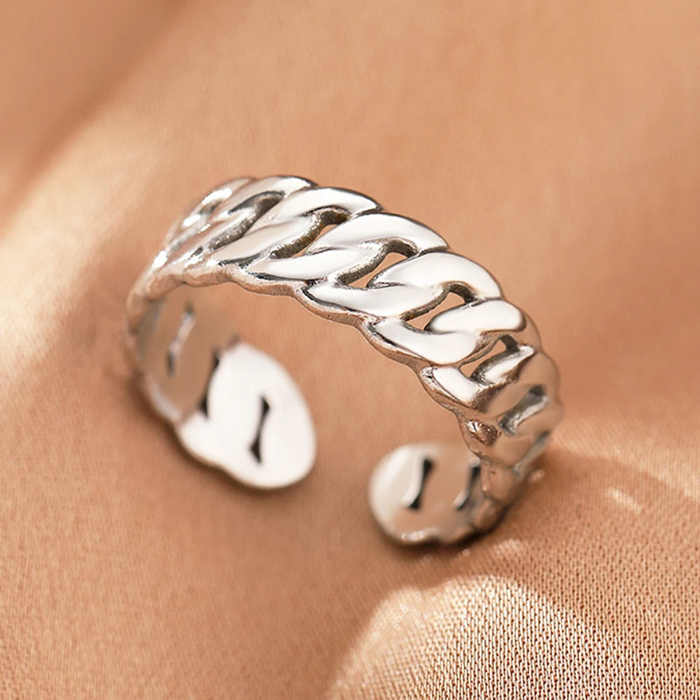 Bague Acier Inoxydable Vintage Ajourée Réglable | Luxe Léger | Statement Élégant | Bijou Femme