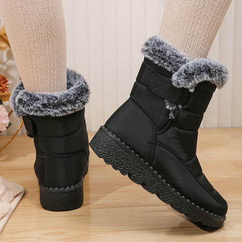 Bottes de Neige Femme 2026 | Fausse Fourrure Peluche | Cheville | Antidérapantes | Grande Taille