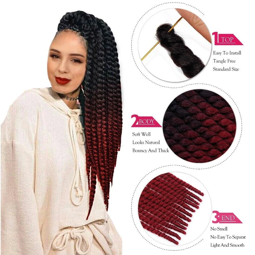 Senegalese Twist Hair Jumbo Twist Braids Crochet Braids 22 inch 120g Ombre Synthetic Crochet Hair Braiding Hair For Black Women