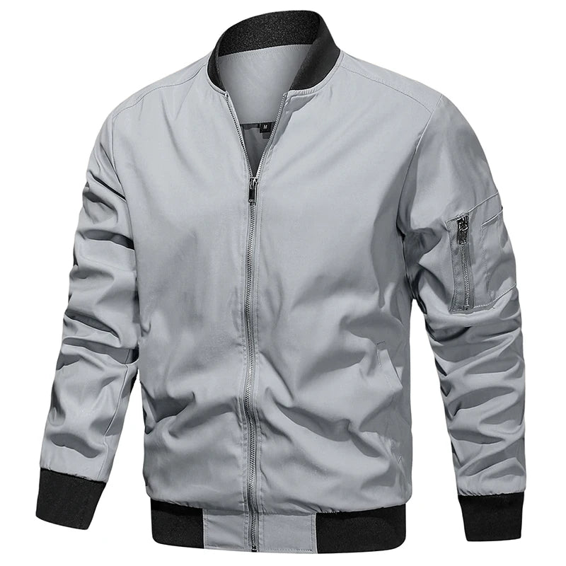 Men's Autumn Bomber Jacket Casual Spring Full Zipper Varsity Baseball Coat Fashion Lightweight Sport Track Jacket US/EU Size