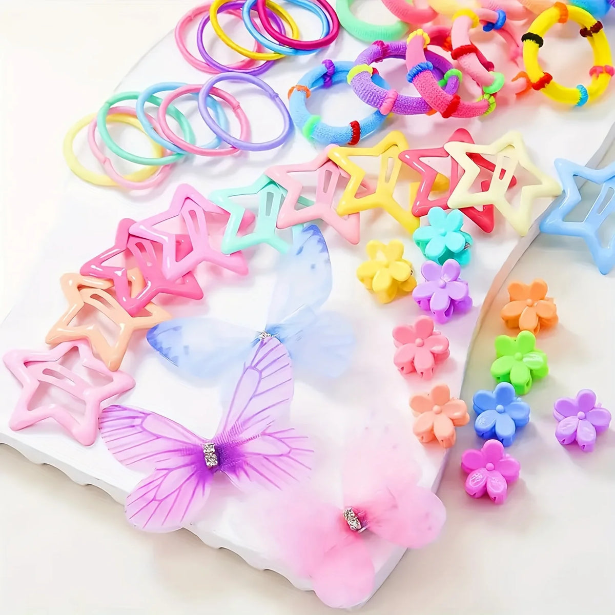 Set Accessoires Cheveux Fille | Pinces, Élastiques, Fleurs & Barrettes Nœud Double | 941 Pièces