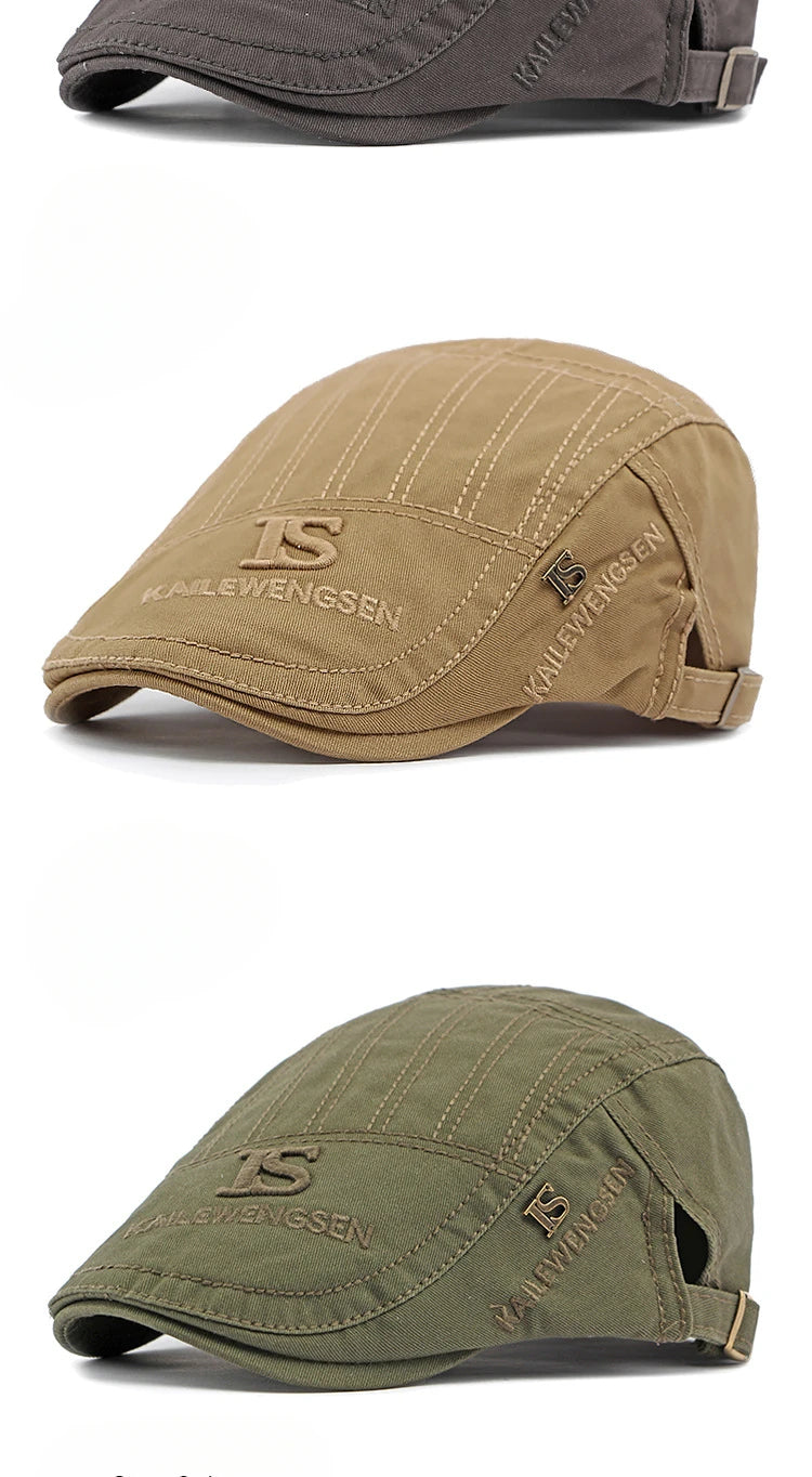 2026 Hat Men's Spring Summer Embroidery Cotton Cap British Vintage Fashion Forward Hat Women's Casual Beret Youth Hat