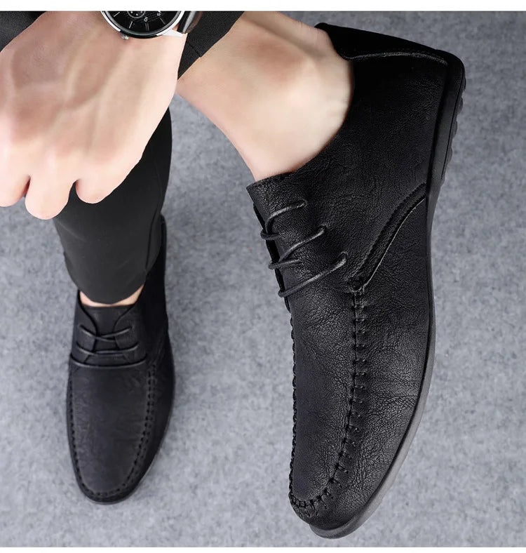 Mocassins Homme Mariage | Cuir Fendu Blanc | Chaussures Conduite Légères | Slip-On Casual Élégant 2026