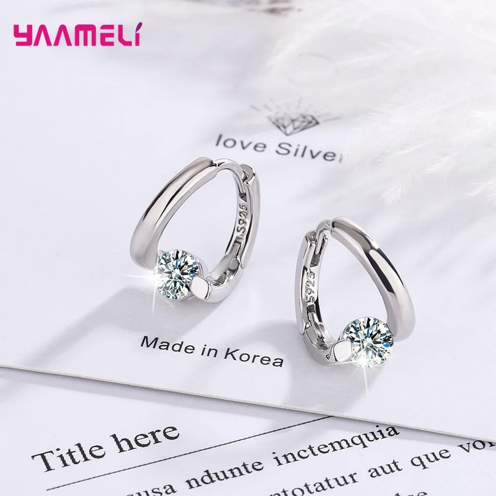 Boucles d'Oreilles Créoles | Argent Sterling 925 Plaqué Or | Cristal | Femme & Fille | Mariage & Fiançailles | Bijou Mode