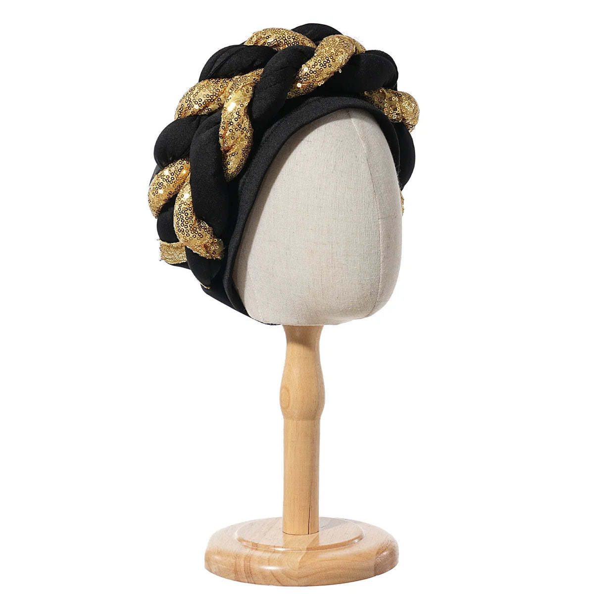 Spangle Big Braids Head Wrap Twisted Head Turbans Headwear, Wedding Heads Turban, Hair Cover Accessories