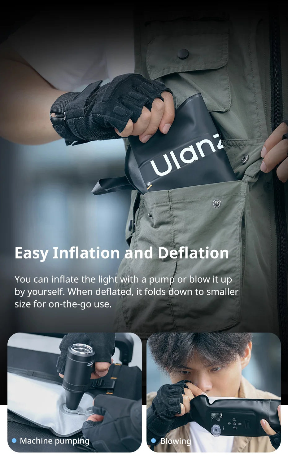 Lampe Tube Air Portable Ulanzi UA20 20W | Lumière Fill Light Bicolore Pliable | Streaming & Extérieur