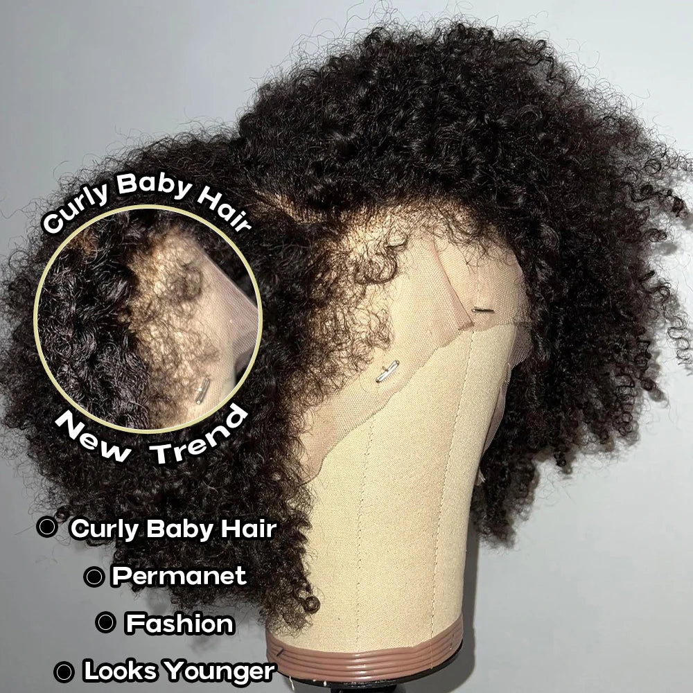 Perruque Afro Kinky Curly 4C Edges | 13x6 HD Lace Frontal | Wear & Go | 4x4 HD Closure | Pré-Pluçuée | Femme
