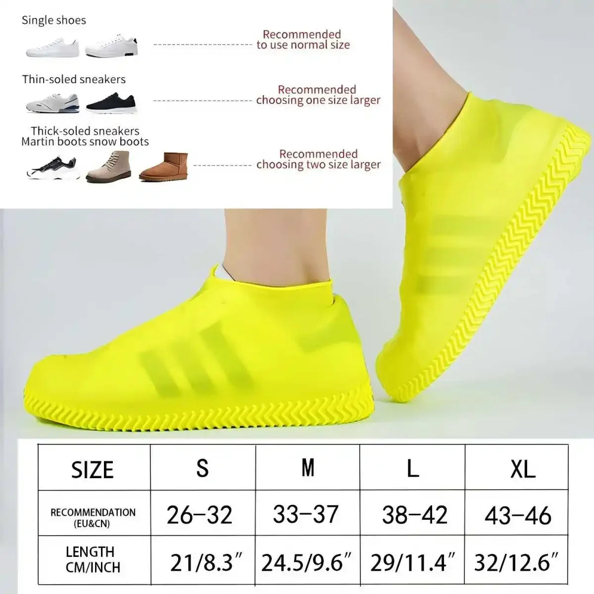 Couvre-Chaussures Pluie Silicone | Imperméable Antidérapant Réutilisable | Adulte & Enfant | Portable