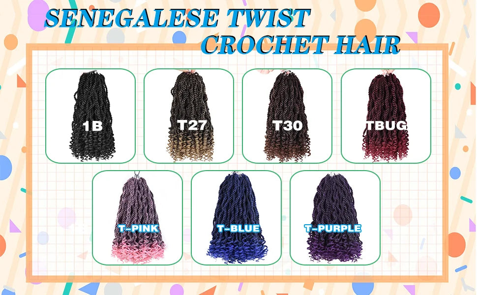 Tresses Crochet Senegalese Twist Ondulées | 12 Pouces | Synthétique | Extensions Femme