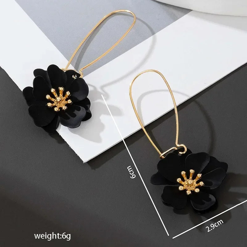 Hoop Earrings for Women Girls Spray Enamel Flower Geometric Ear Accessories Holiday Party Gift Fashion Jewelry EE007