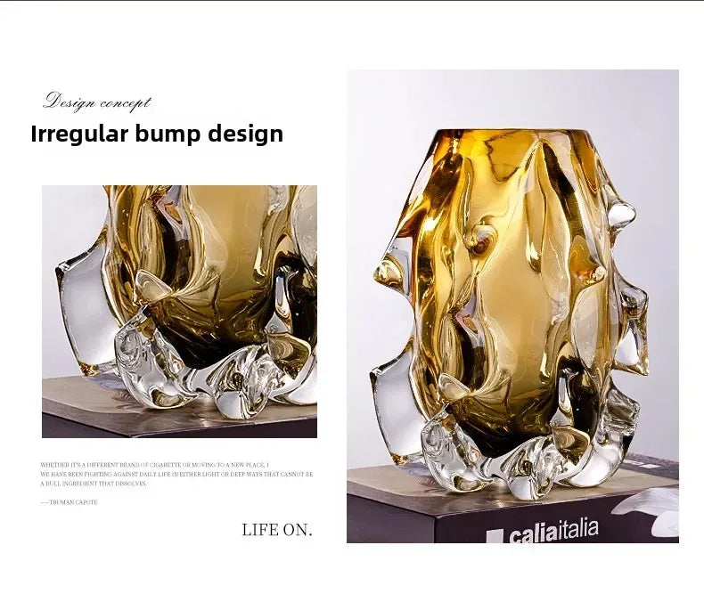 Vase Verre Élégant Base Bois | Plante Hydroponique | Décoration Bureau & Maison