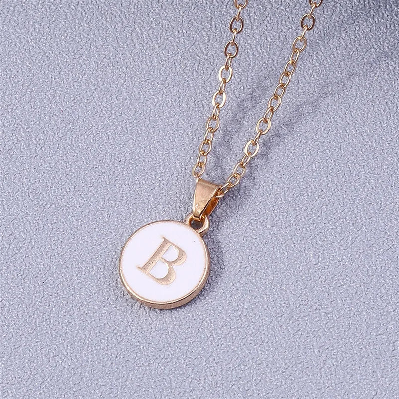 Collier Pendentif Initiales Femme | 26 Lettres A-Z Émail | Bijou Tendance Cadeau Anniversaire Fille