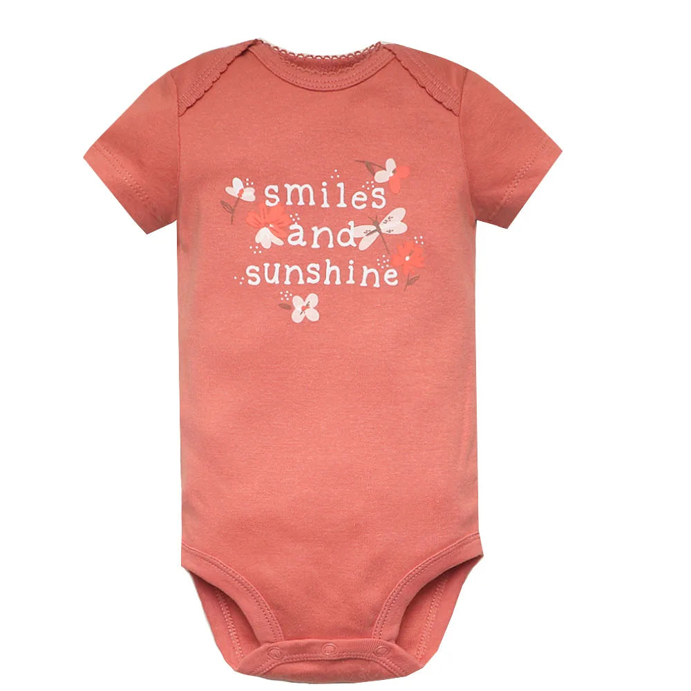 5PCS/Set Fashion Baby Clothes Set Cotton Soft Short Sleeve Summer Girls Bodysuit Newborn Toddler Body Bebe Jumpsuit Clothing
