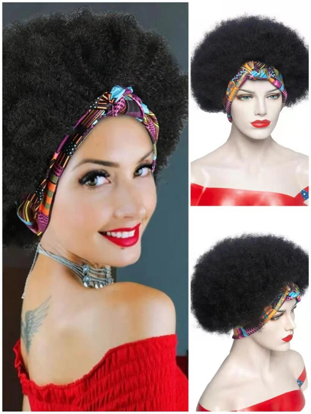 Perruque Headband Tresses Africaines Synthétique | 3 Brins | Queue de Cheval | Couvre-Cheveux | Fibre | Femme