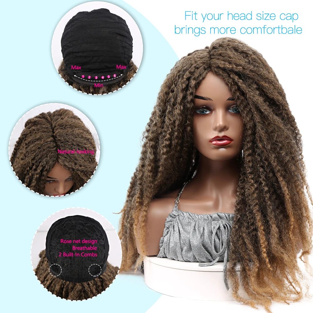 Perruque Marley Braid | 18 Pouces | Synthétique Dreadlock | Afro Kinky Naturelle | Tressage | Femme