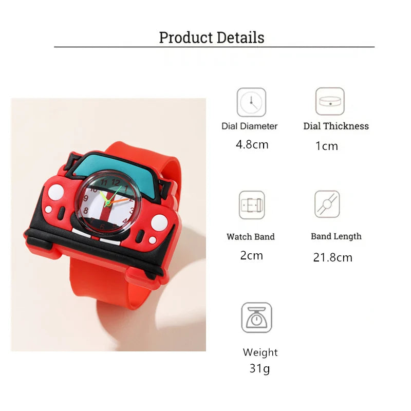 Fashion Children Students Cartoon Watch Car Pattern Kids Boys Girls Watch Gifts