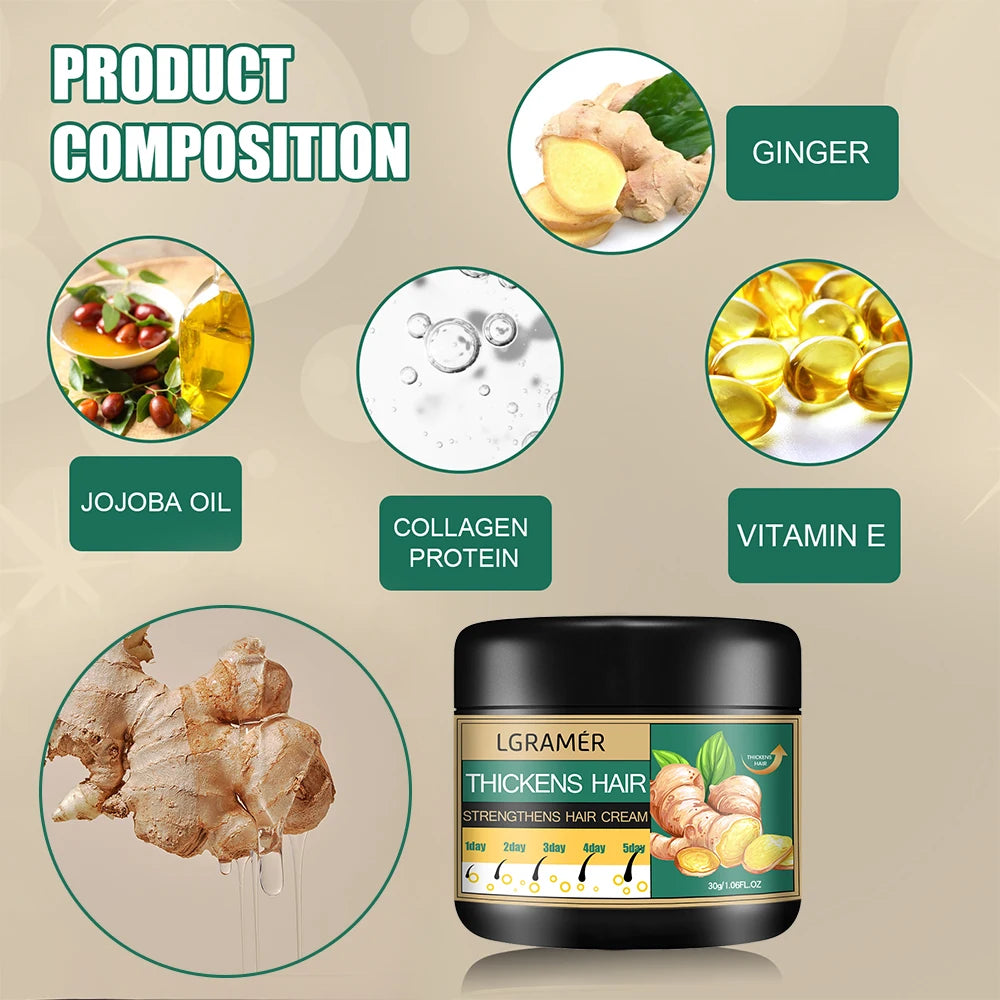 Crème Capillaire Gingembre Nettoyante | Stimule Croissance | Anti-Chute Cuir Chevelu | Lissante