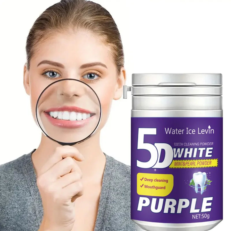 Simple Purple Brightening Powder - Conceals Stains, Non-Sensitive - Enamel-Safe Toothpaste Whitening Powder Suitable for Coffee, Tea, Food, Wine, and Tobacco Stains.