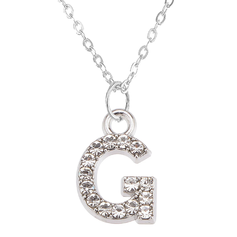 Collier Pendentif Lettre Brillant A-Z | 26 Initiales | Chaîne Clavicule | Bijou Saint-Valentin & Cadeau