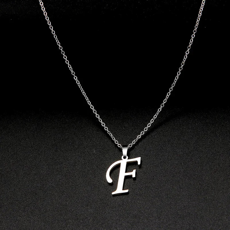 Collier Initiale Grand Alphabet A-Z | Acier 316L Minimaliste | Pendentif Femme | Cadeau Bijou