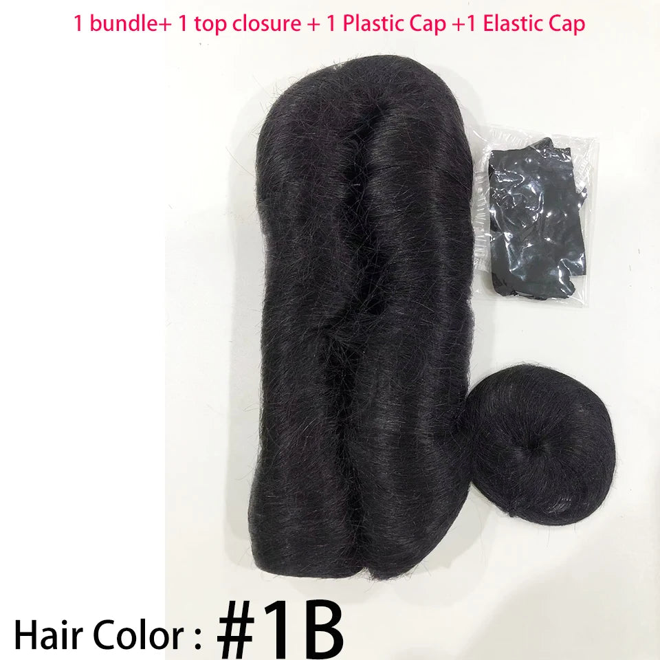 28PCS Brazilian Short Human Hair Extensions #1B#4#30#99J One Pack For A Full Head 100% Human Hair Bundles With Free Closure