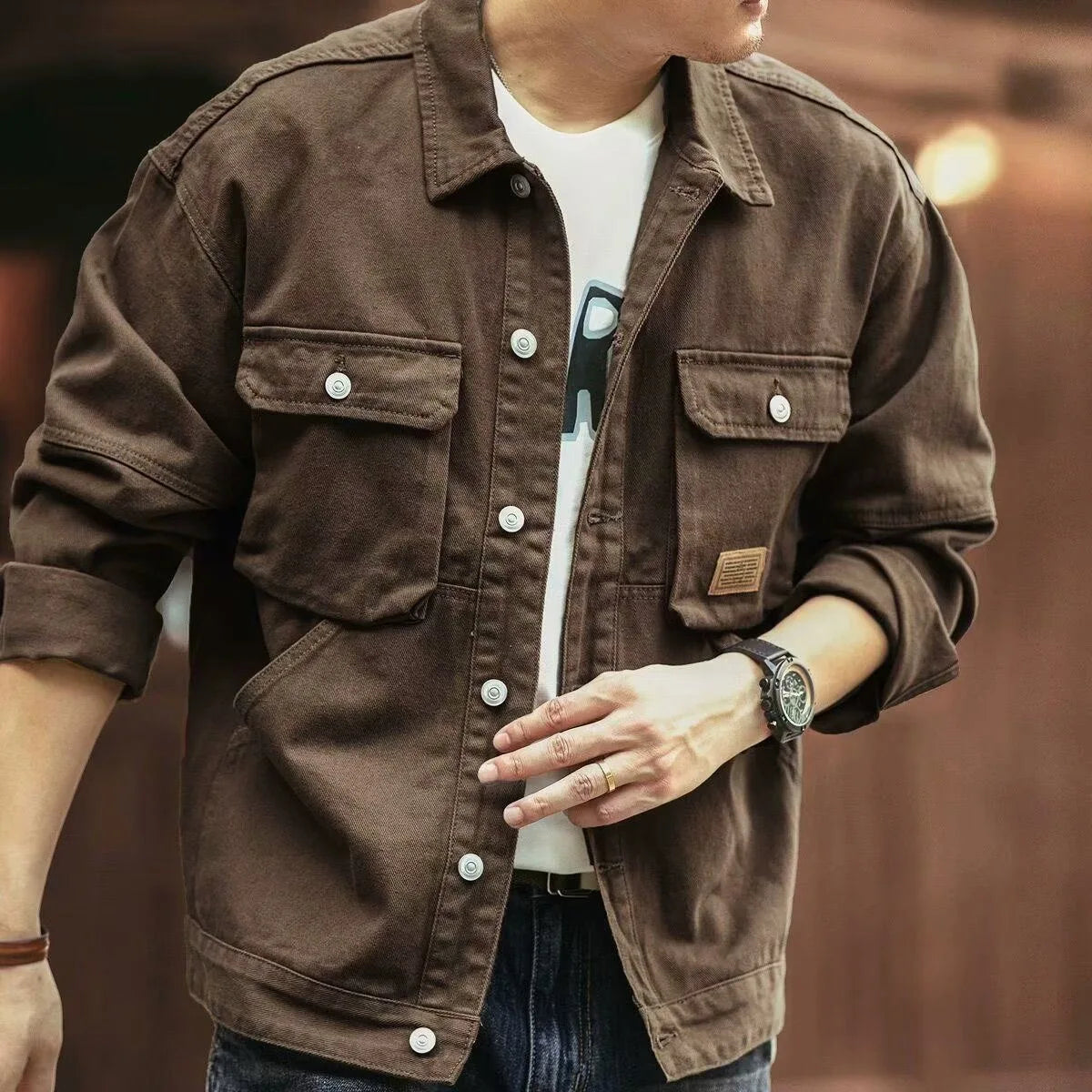 Veste en denim ample pour homme | Plusieurs poches