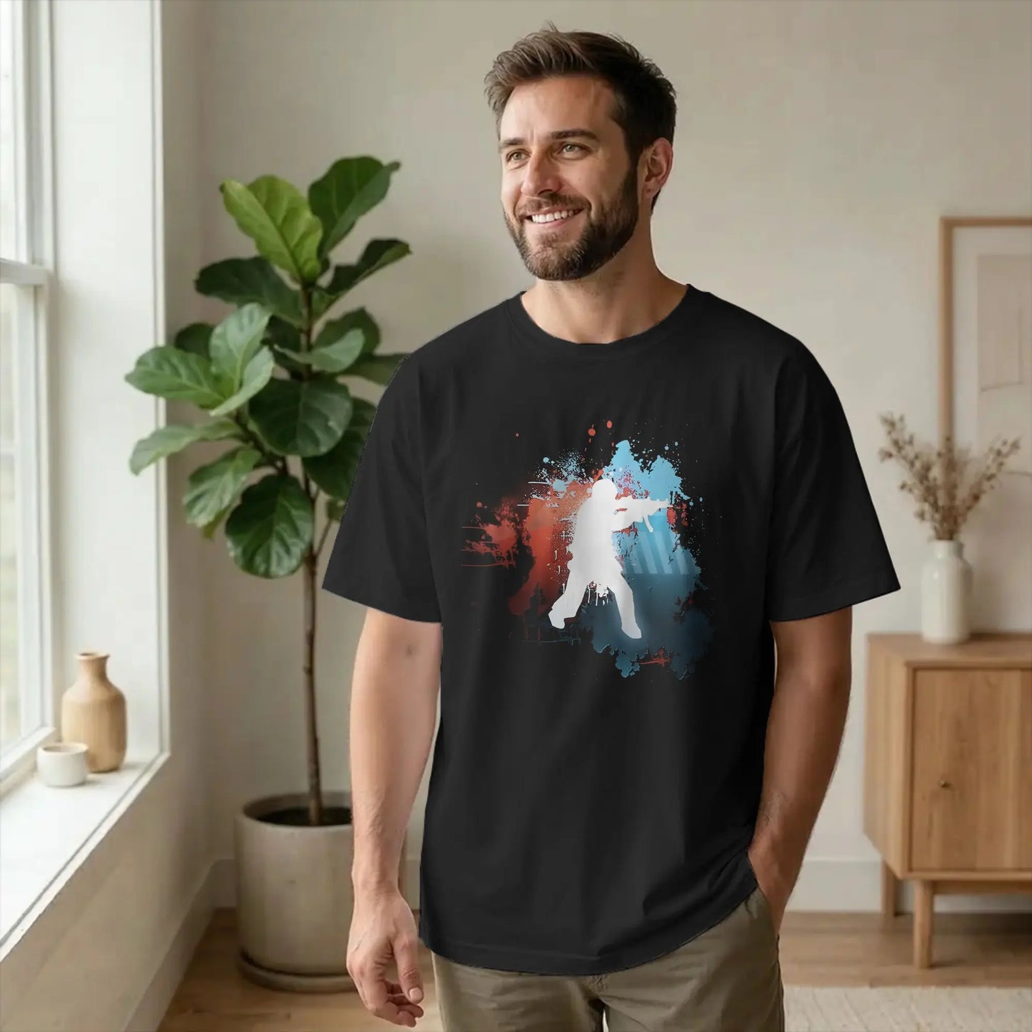 Men's T-Shirts Counters Shooting Striking Go Awesome Cotton Tee Shirt Short Sleeve Game Silhouette T Shirts O Neck Clothes Gift